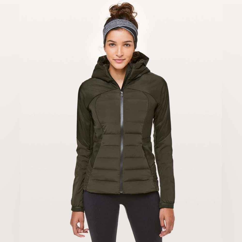 Lululemon Down For It All Jacket in Dark Olive